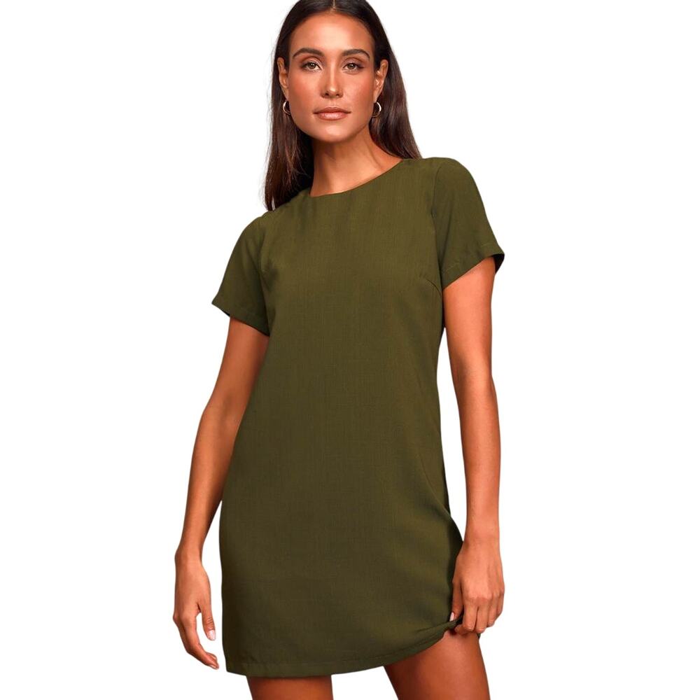 Lulus Shift and Shout Olive Green Shift Dress size XS NWT